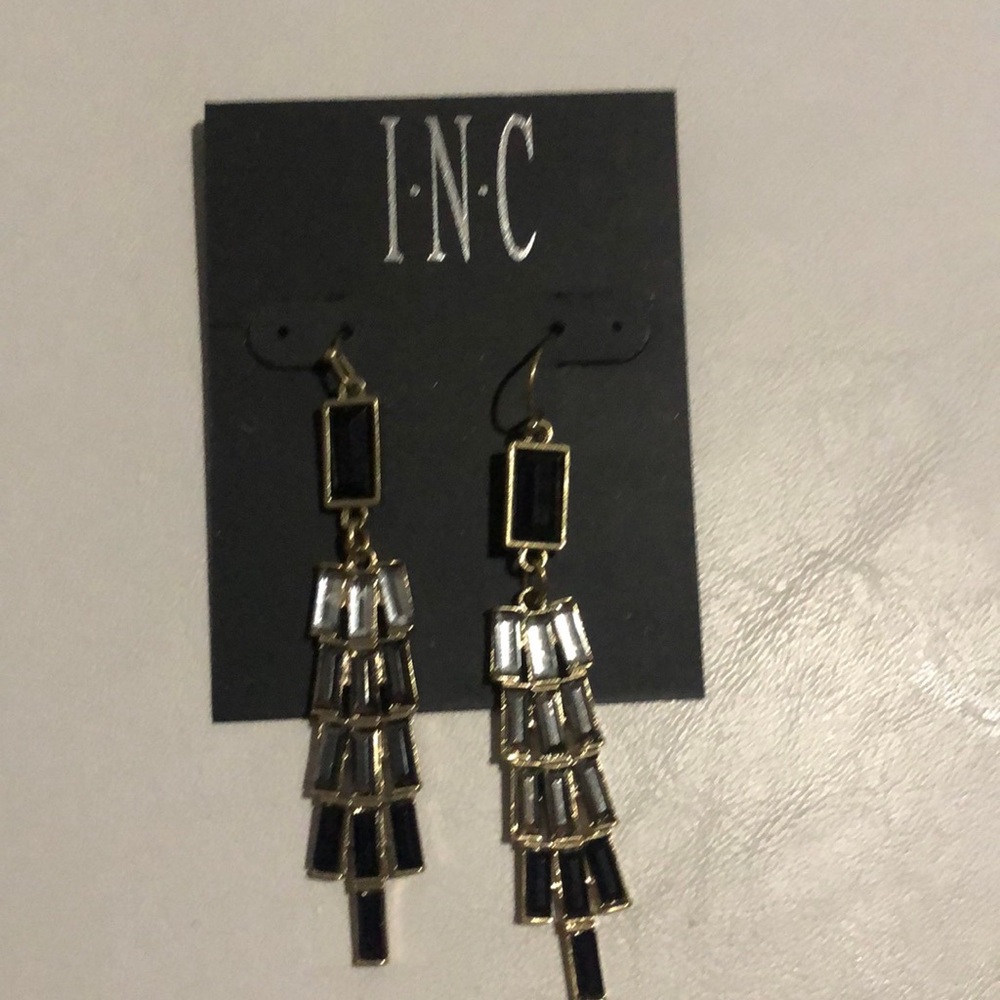 INC Black and Crystal Pyramid Earrings. New with tags.